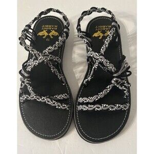 Rabbit Rabbit braided Cord Sandals W Size EU 39 8 To 8.5 Black Gray White Nwot
